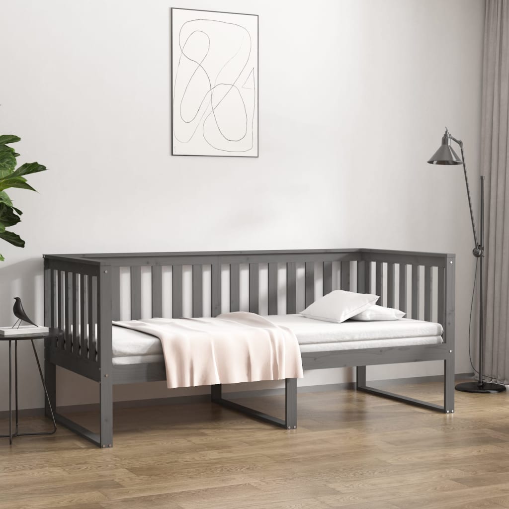 Tagesbett Grau 90x200 cm Massivholz Kiefer