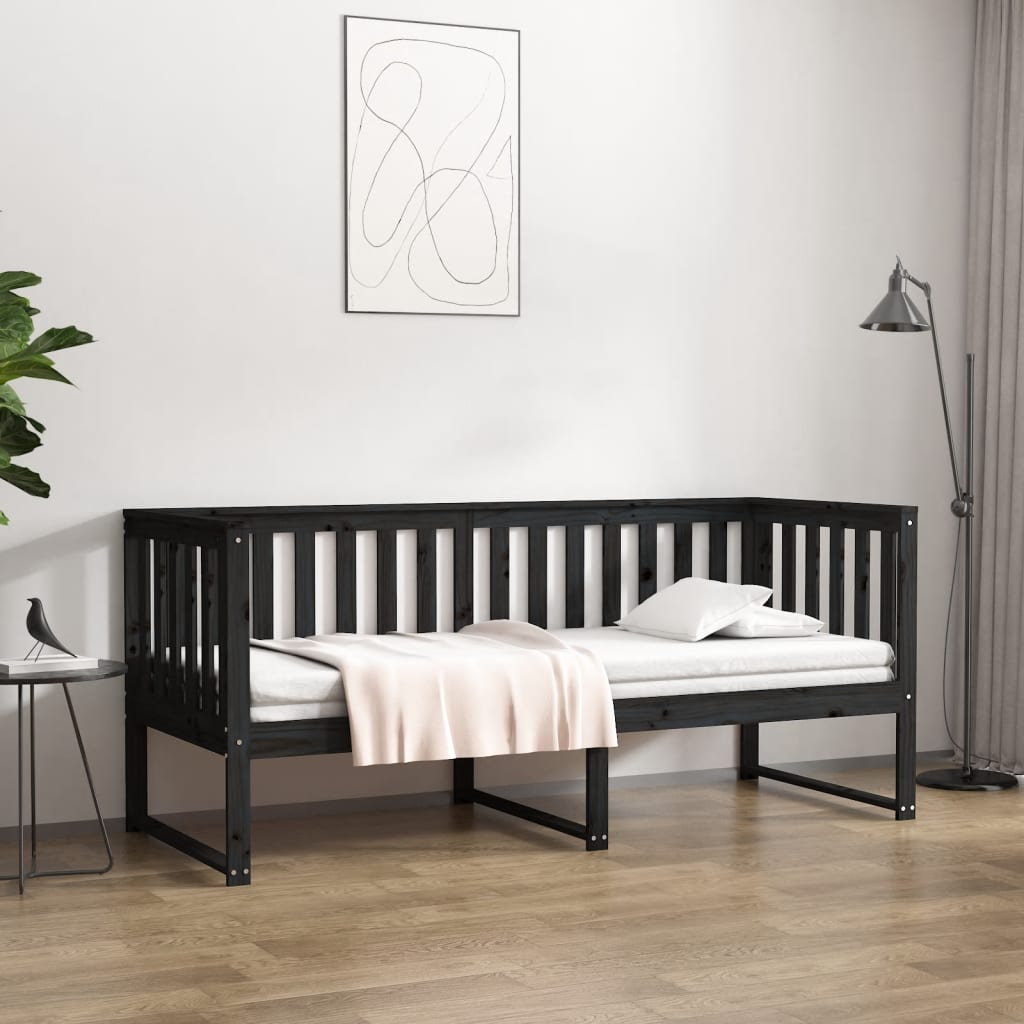 Tagesbett Schwarz 80x200 cm Massivholz Kiefer