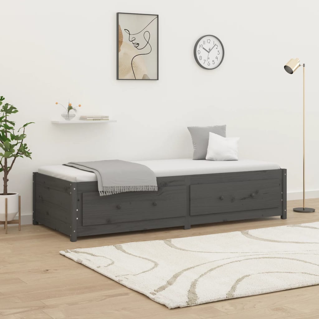 Tagesbett Grau 80x200 cm Massivholz Kiefer