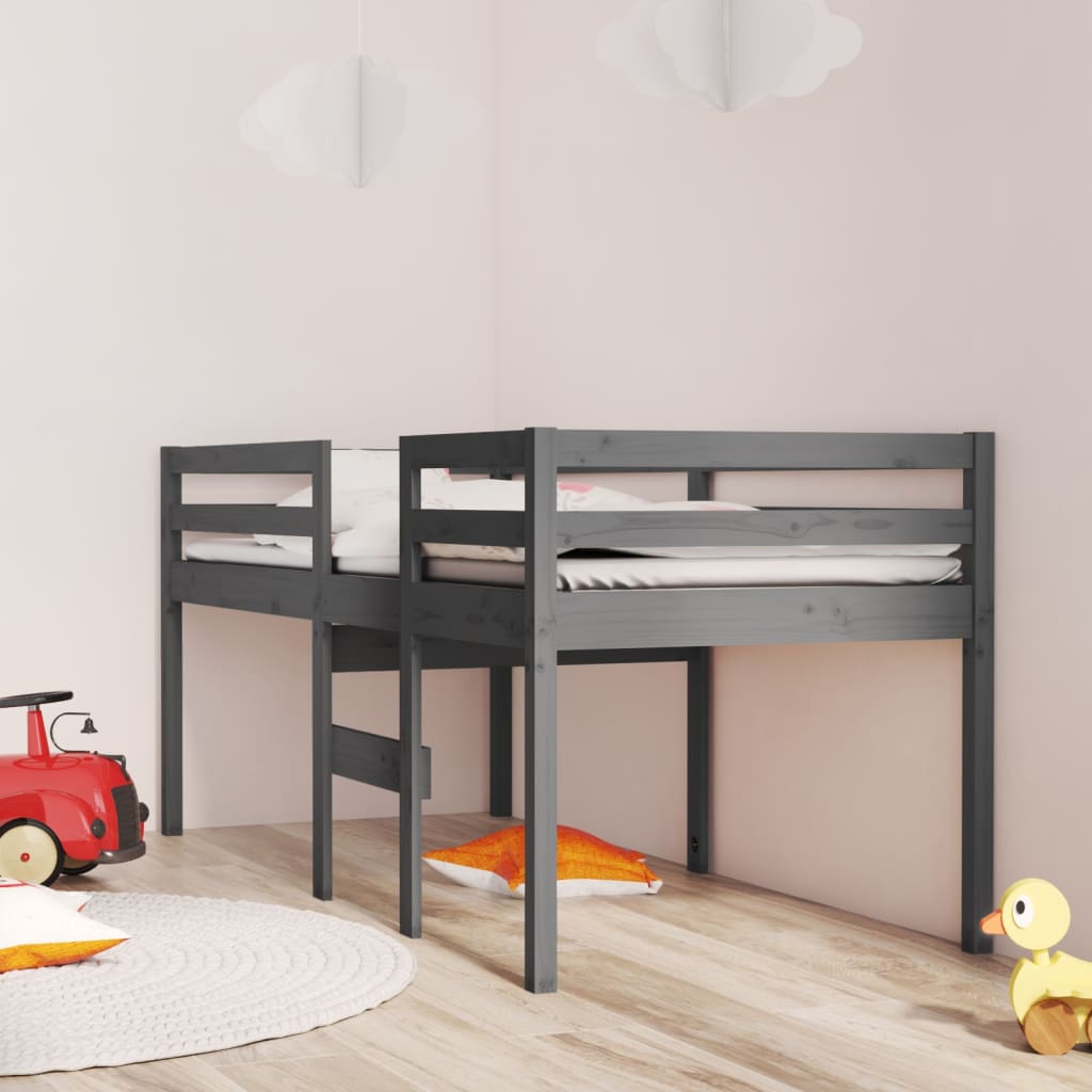 Hochbett Grau 80x200 cm Massivholz Kiefer