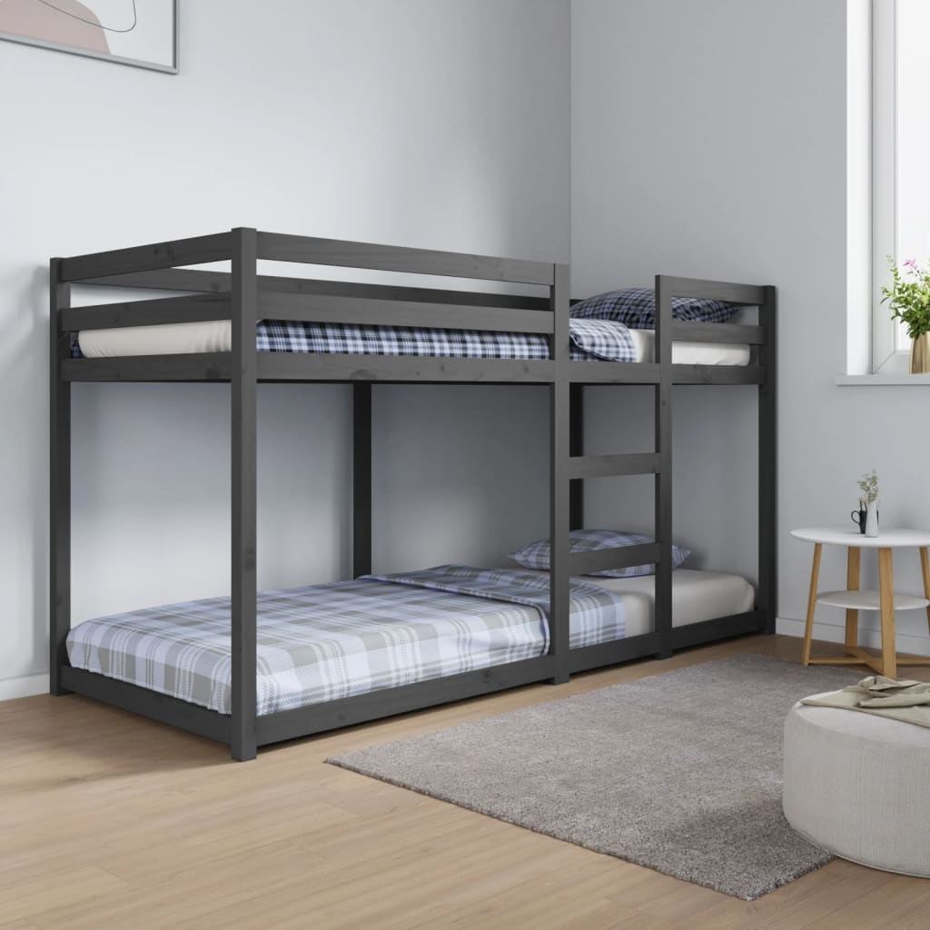 Etagenbett Grau 80x200 cm Massivholz Kiefer