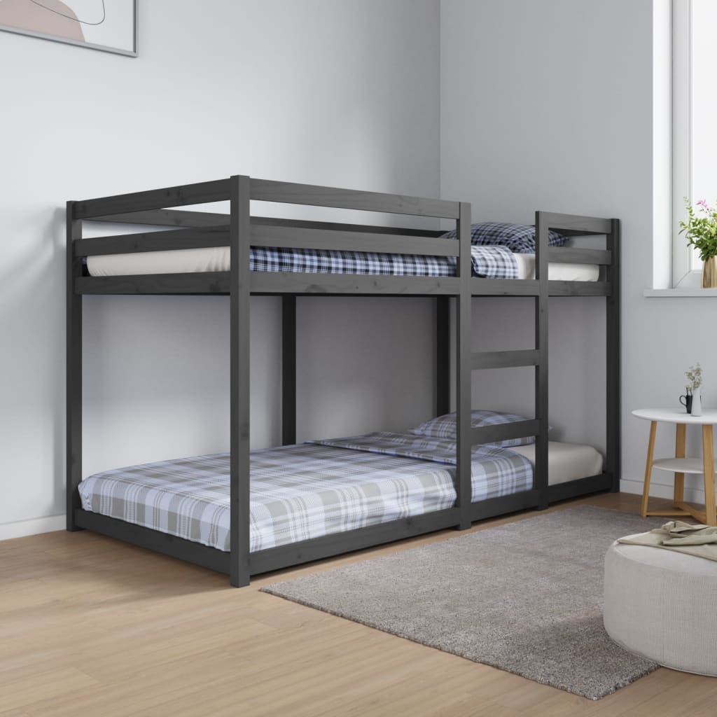 Etagenbett Grau 90x190 cm Massivholz Kiefer
