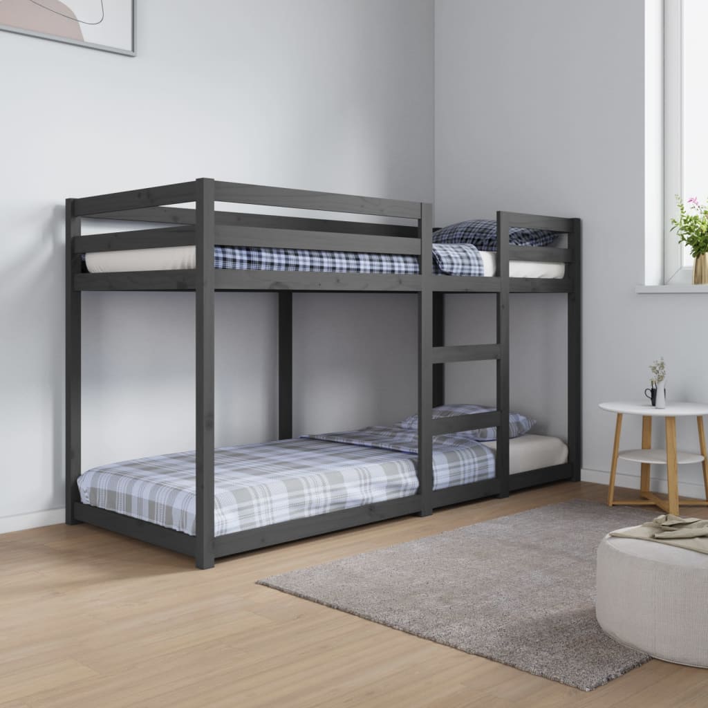 Etagenbett Grau 75x190 cm Massivholz Kiefer