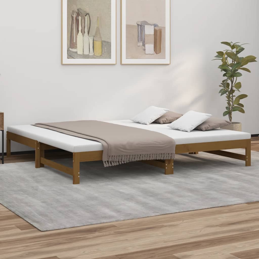 Tagesbett Ausziehbar Honigbraun 2x(90x200) cm Massivholz Kiefer