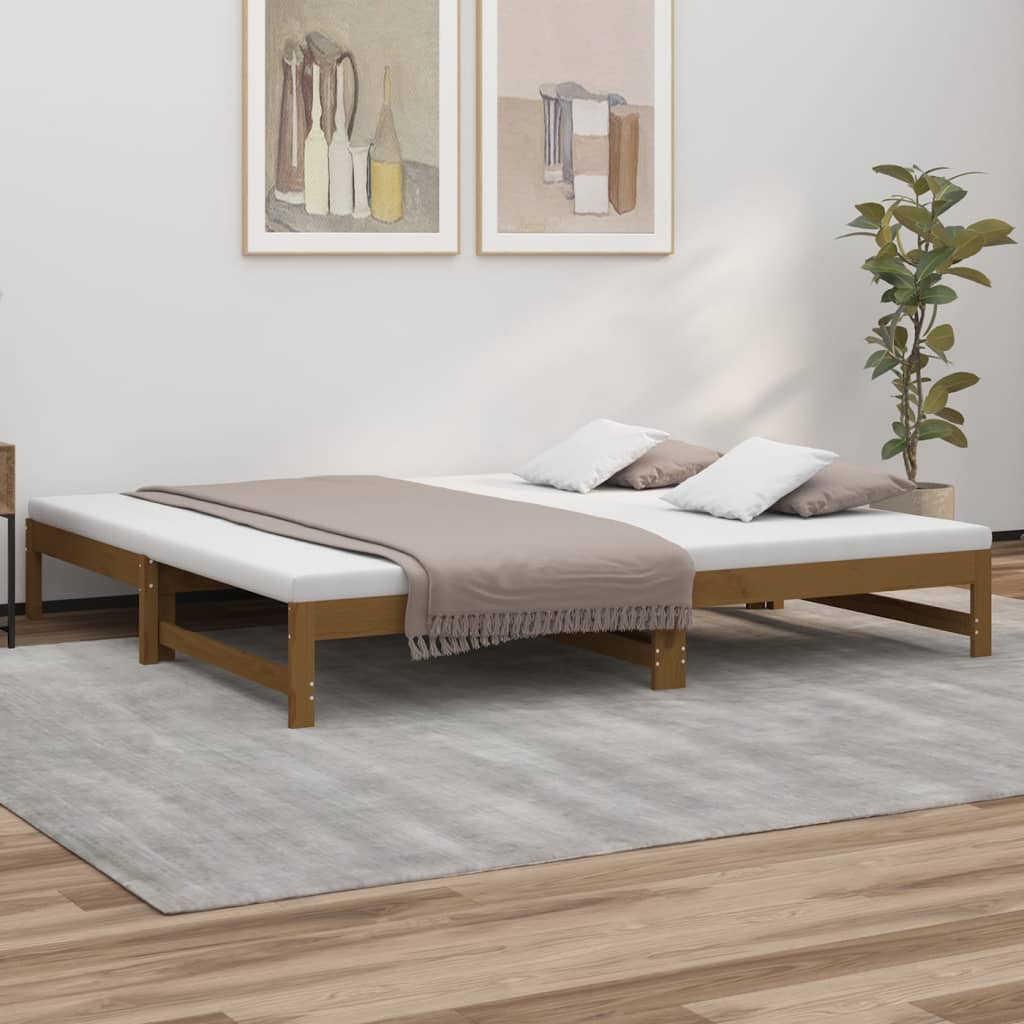 Tagesbett Ausziehbar Honigbraun 2x(80x200) cm Massivholz Kiefer