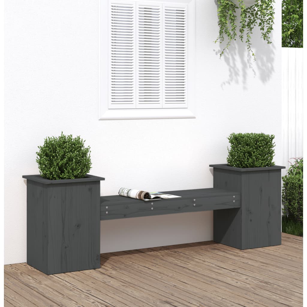 Planter Bench Grey 184.5x39.5x56.5 cm Solid Wood Pine