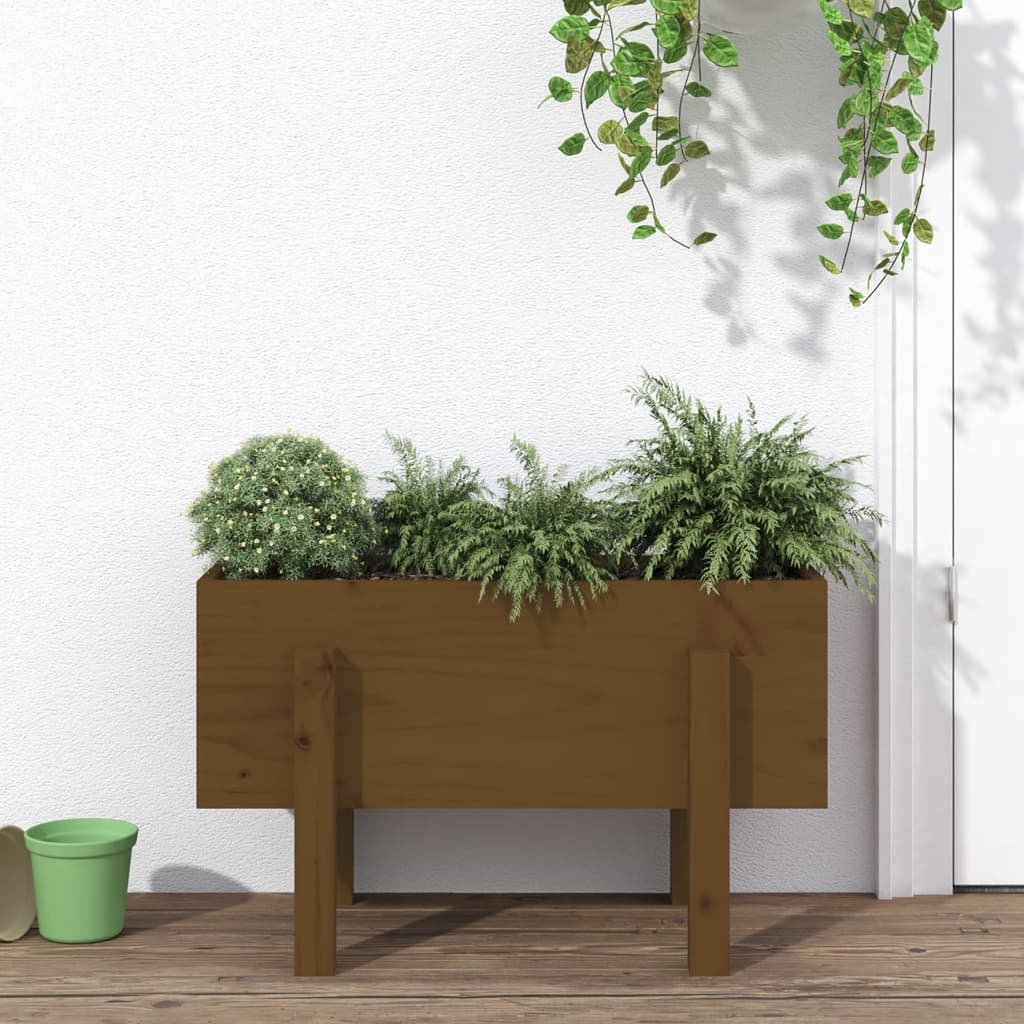 Garden Planter Honey Brown 62x30x38 cm Solid Wood Pine