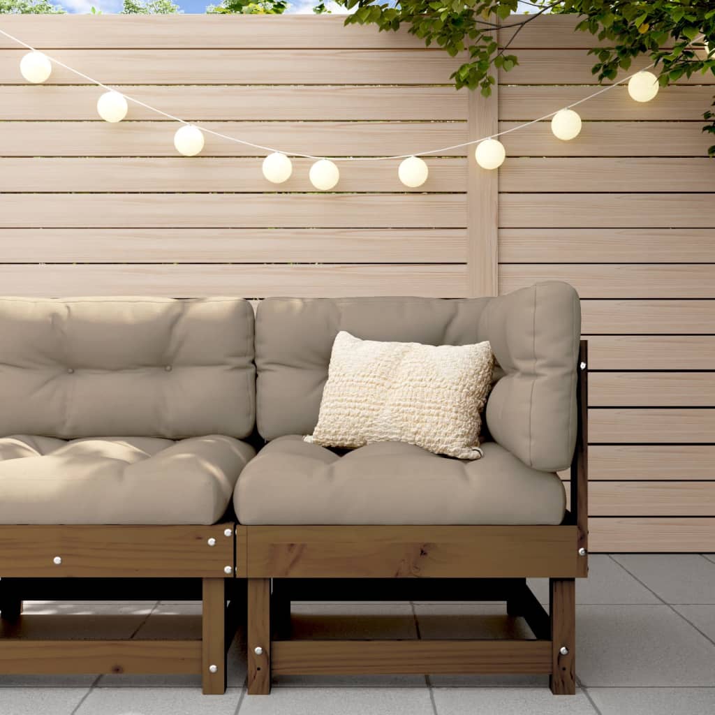 Corner Sofa with Cushions Honey Brown Solid Wood Pine