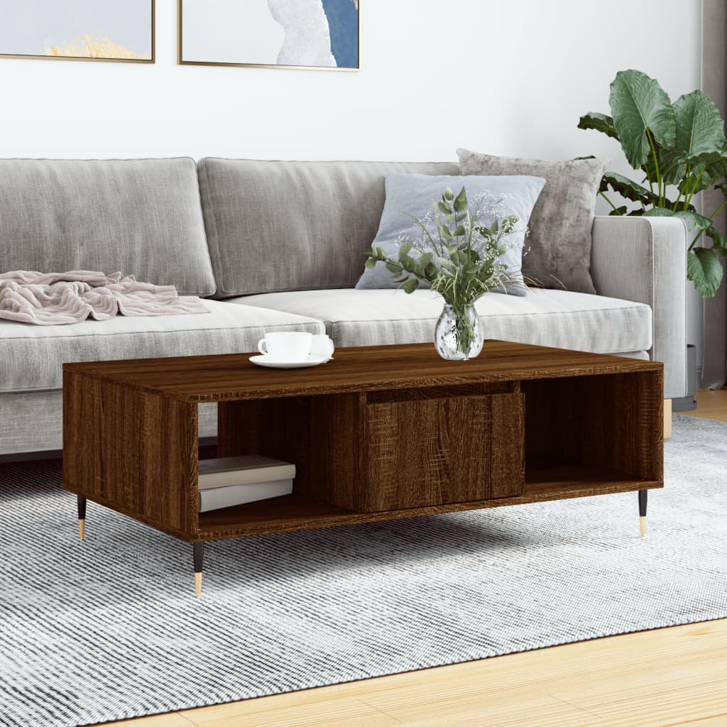 Coffee Table Brown Oak 104x60x35 cm Engineered Wood