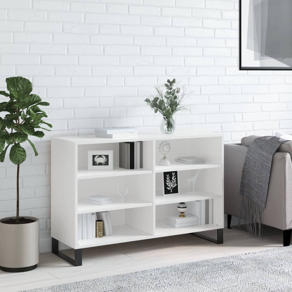 Sideboard High Gloss White 103.5x35x70 cm Engineered Wood