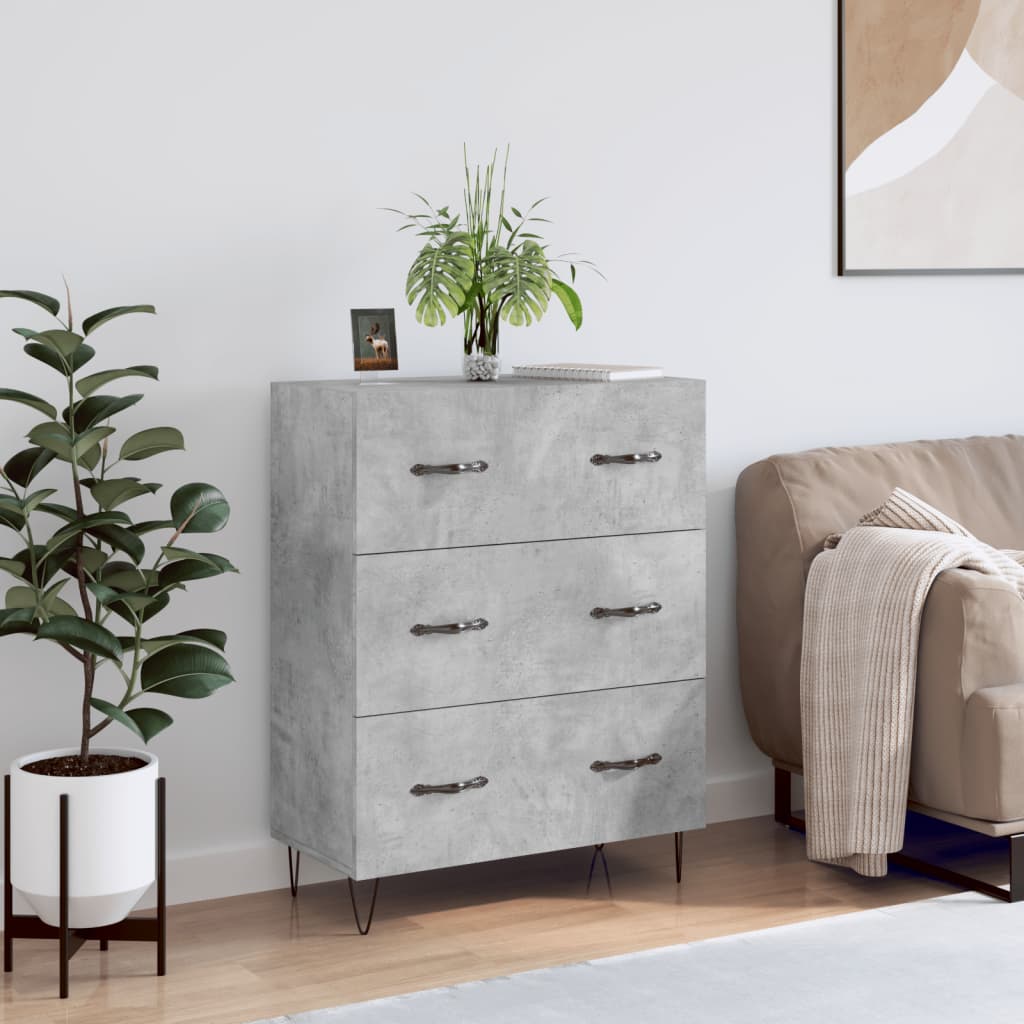 Sideboard Concrete Grey 69.5x34x90 cm Engineered Wood