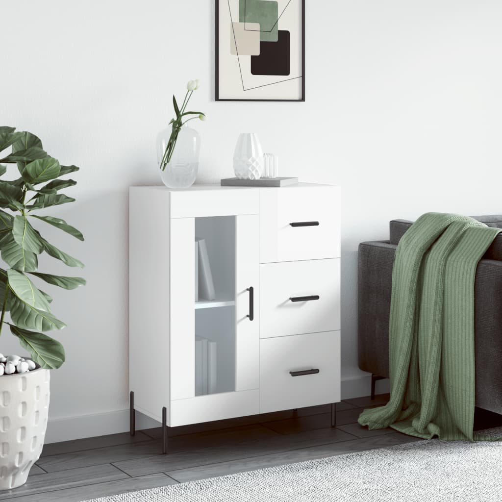 Sideboard High Gloss White 69.5x34x90 cm Engineered Wood