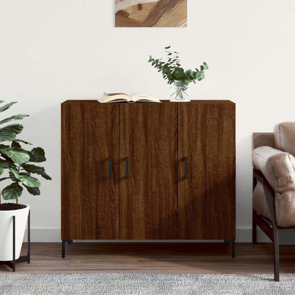 Sideboard Brown Oak 90x34x80 cm Engineered Wood