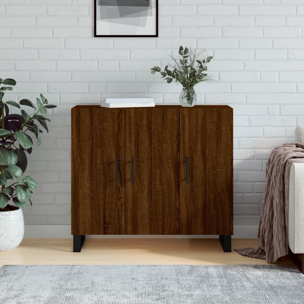 Sideboard Brown Oak 90x34x80 cm Engineered Wood