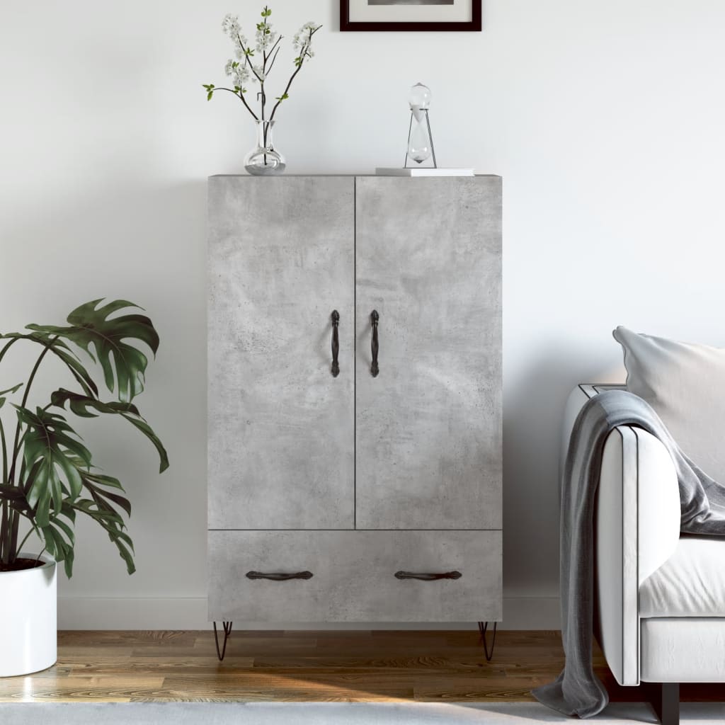 Highboard Concrete Grey 69.5x31x115 cm Engineered Wood