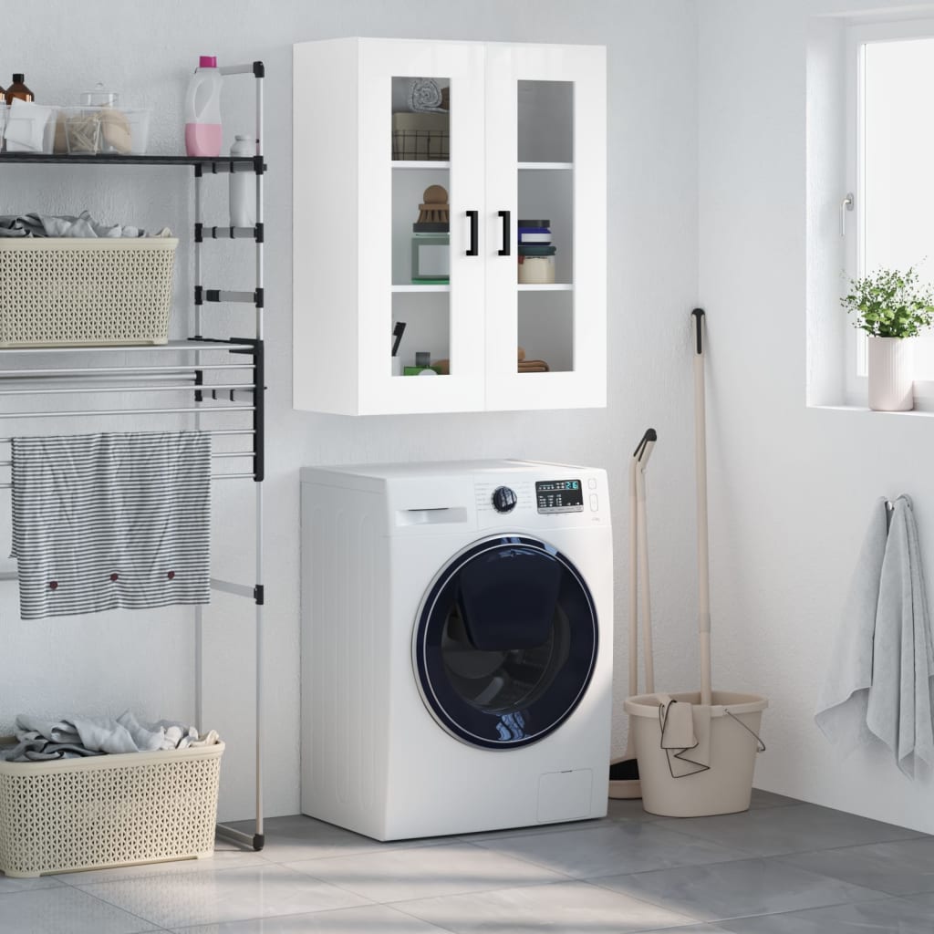 Wall Mounted Cabinet High Gloss White 69.5x34x90 cm