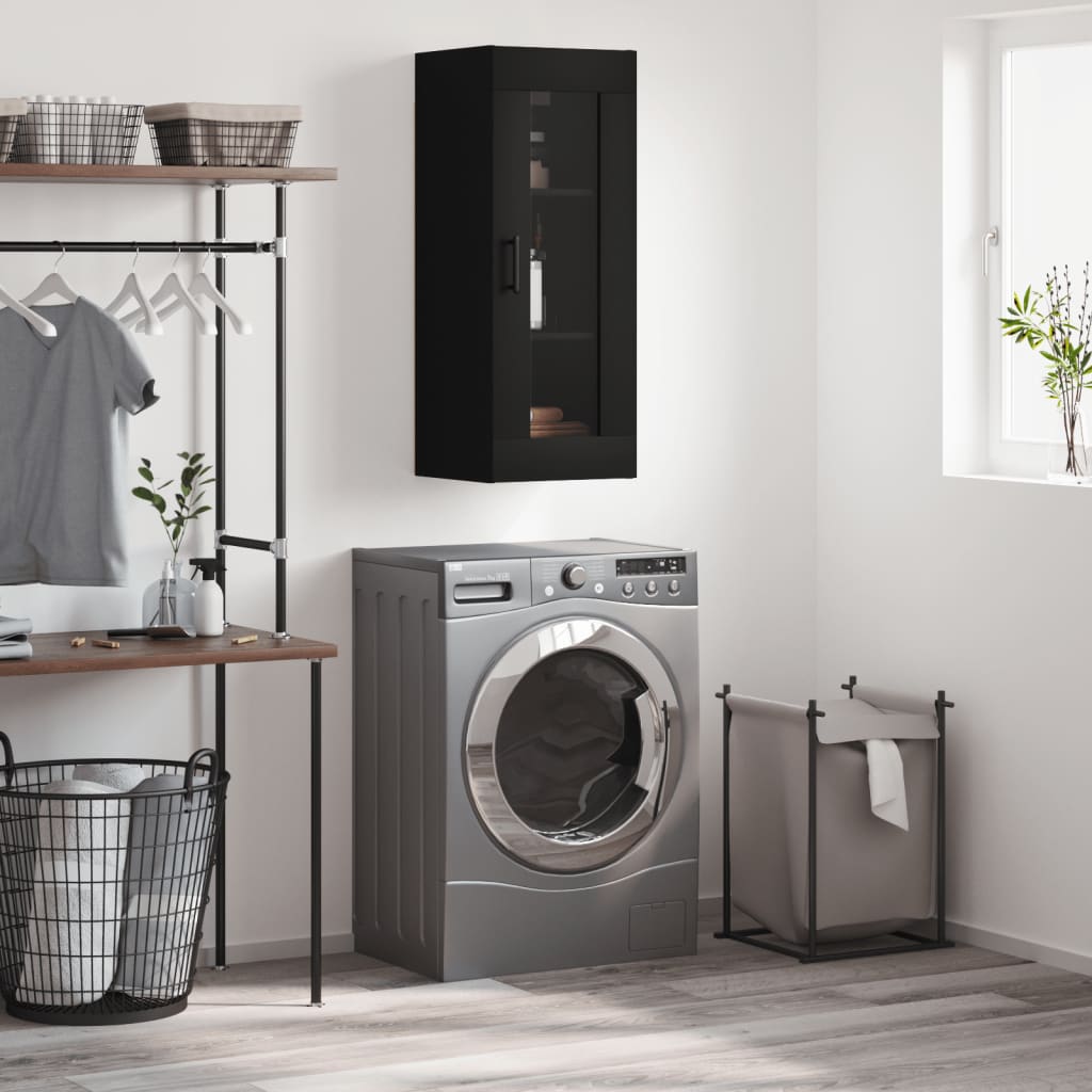 Wall Mounted Cabinet Black 34.5x34x90 cm