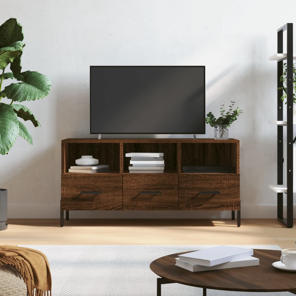 Έπιπλο Τηλεόρασης Καφέ Δρυς 102 x 36 x 50 εκ. από Επεξεργ. Ξύλο