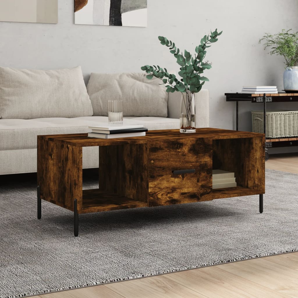 Coffee Table Smoked Oak 102x50x40 cm Engineered Wood