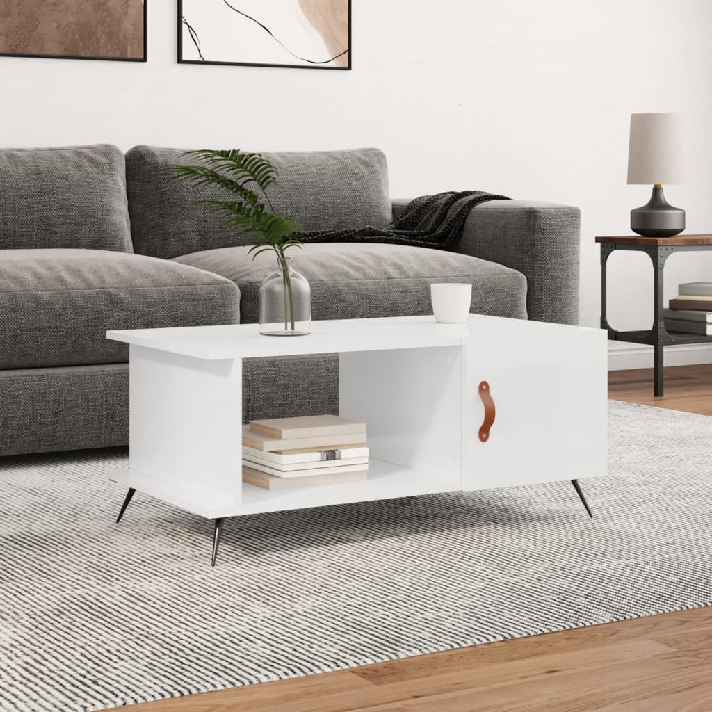 Coffee Table High Gloss White 90x50x40 cm Engineered Wood
