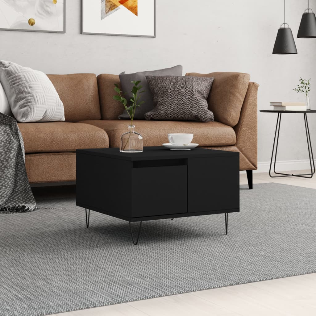Coffee Table Black 55x55x36.5 cm Engineered Wood