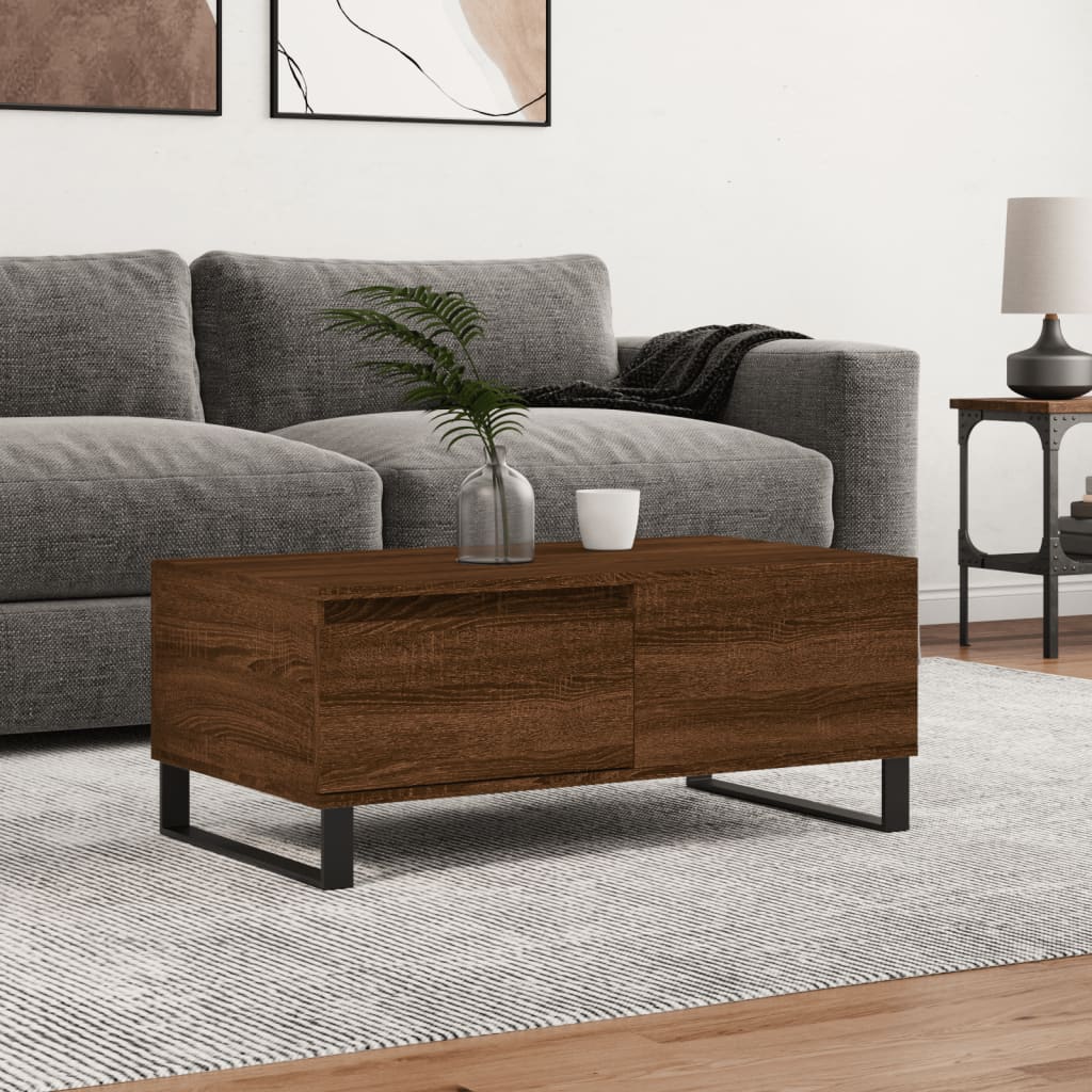 Coffee Table Brown Oak 90x50x36.5 cm Engineered Wood