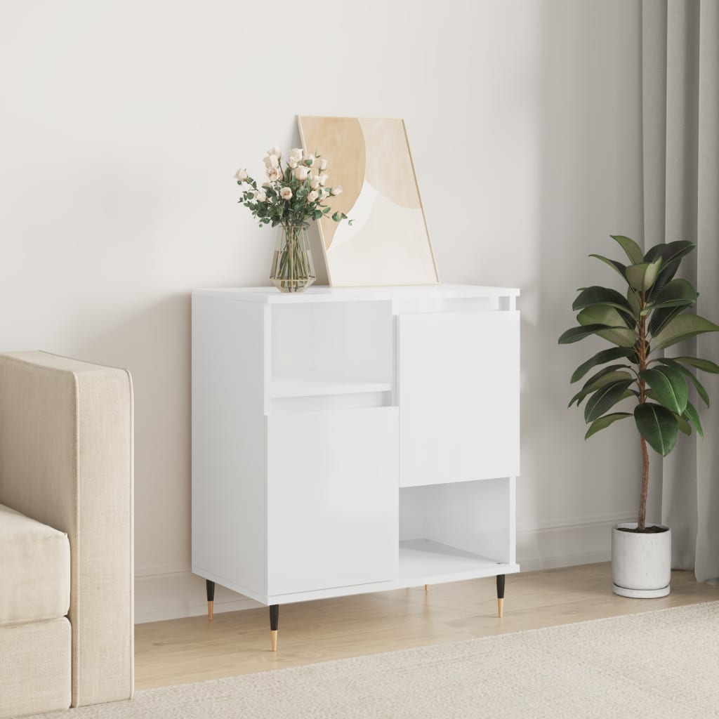 Sideboard High Gloss White 60x35x70 cm Engineered Wood