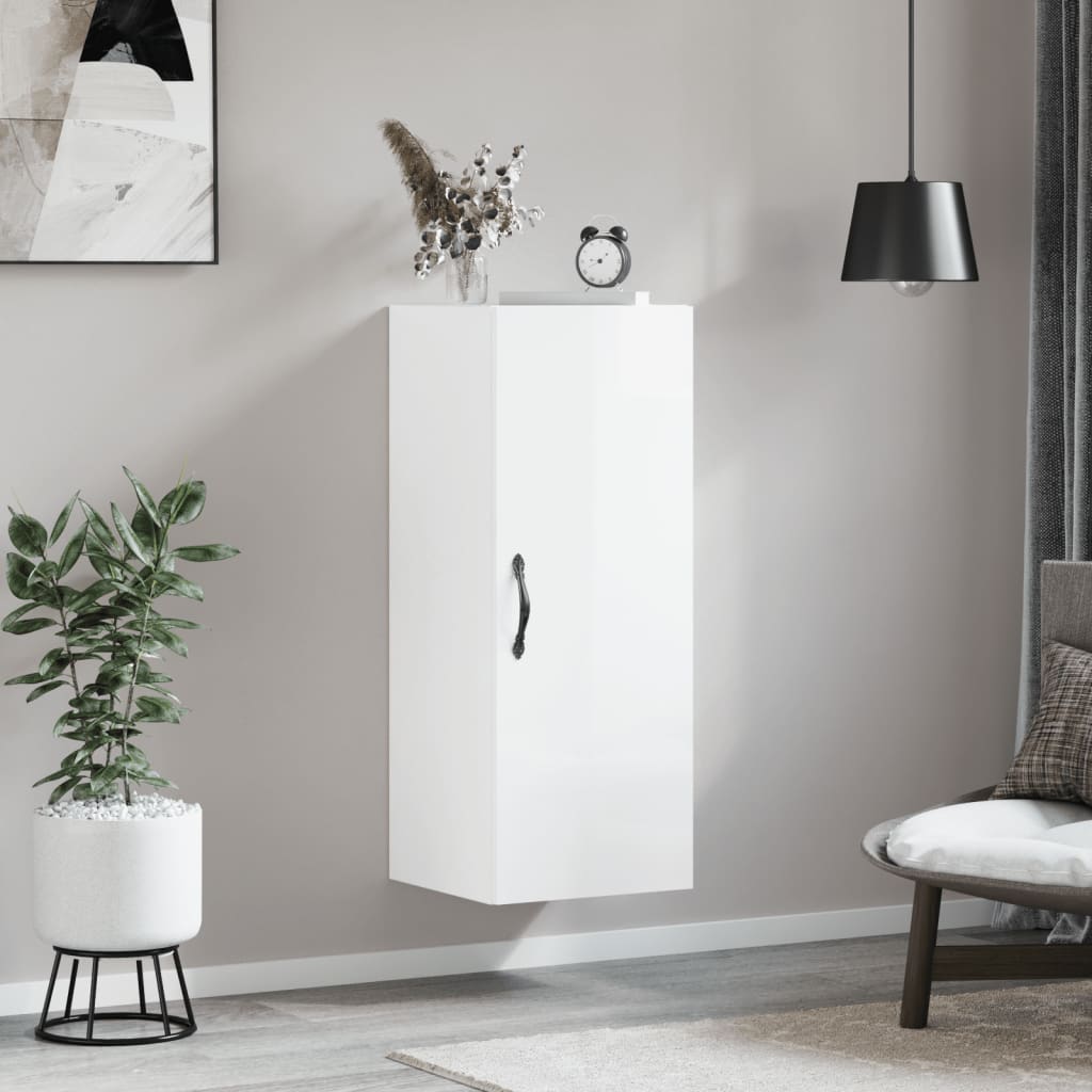Wall Mounted Cabinet High Gloss White 34.5x34x90 cm Engineered Wood