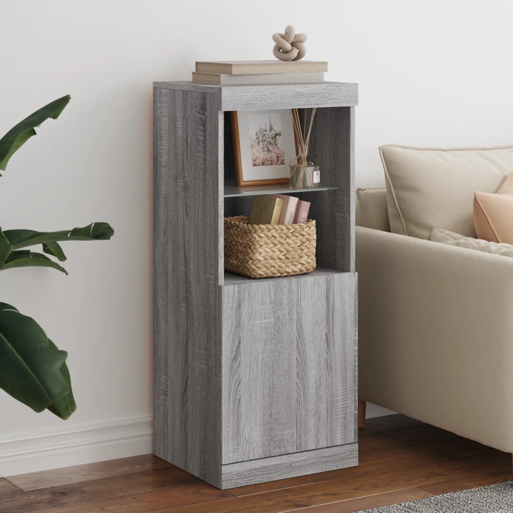 Sideboard with LED Lights Grey Sonoma 41x37x100 cm
