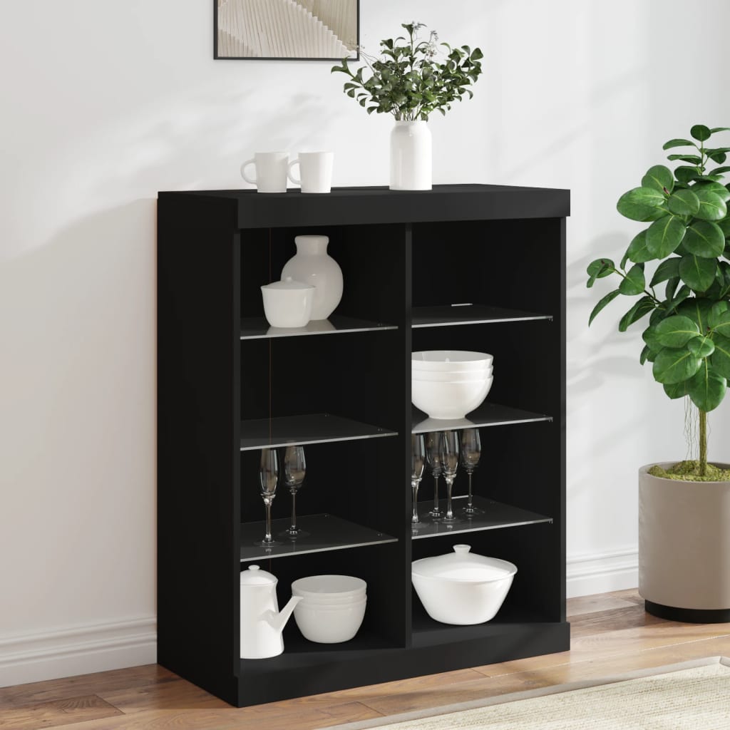 Sideboard with LED Lights Black 81x37x100 cm