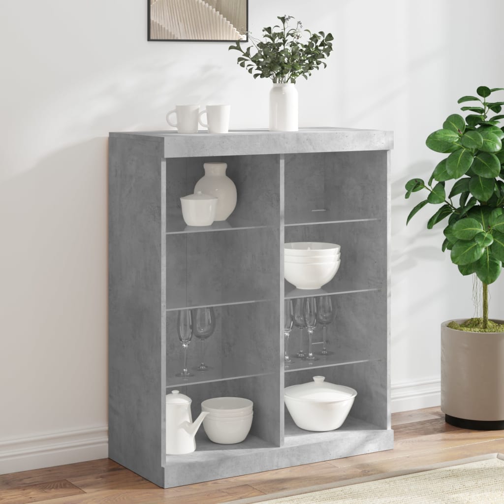 Sideboard with LED Lights Concrete Grey 81x37x100 cm