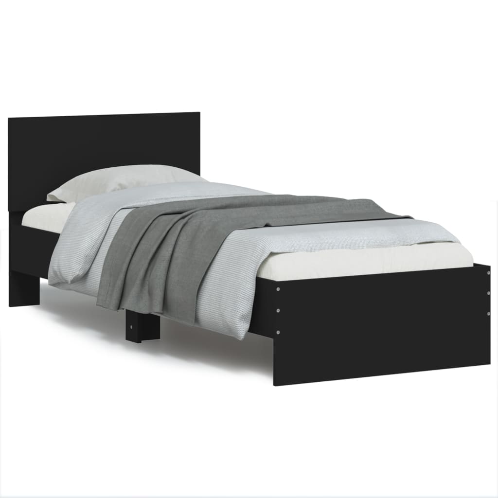 Bed Frame without Mattress with LED Lights Black 90x190 cm Single
