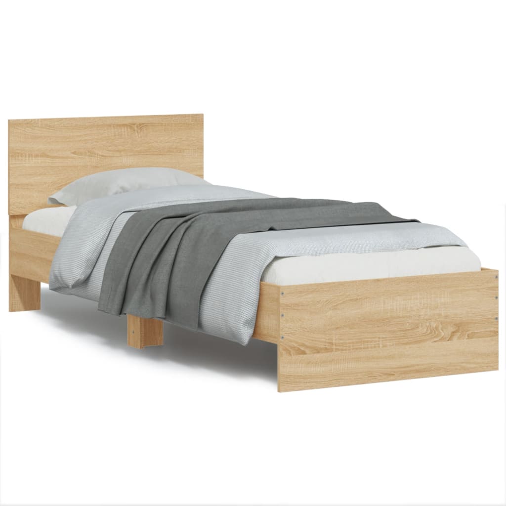 Bed Frame without Mattress with LED Lights Sonoma Oak 90x190 cm Single