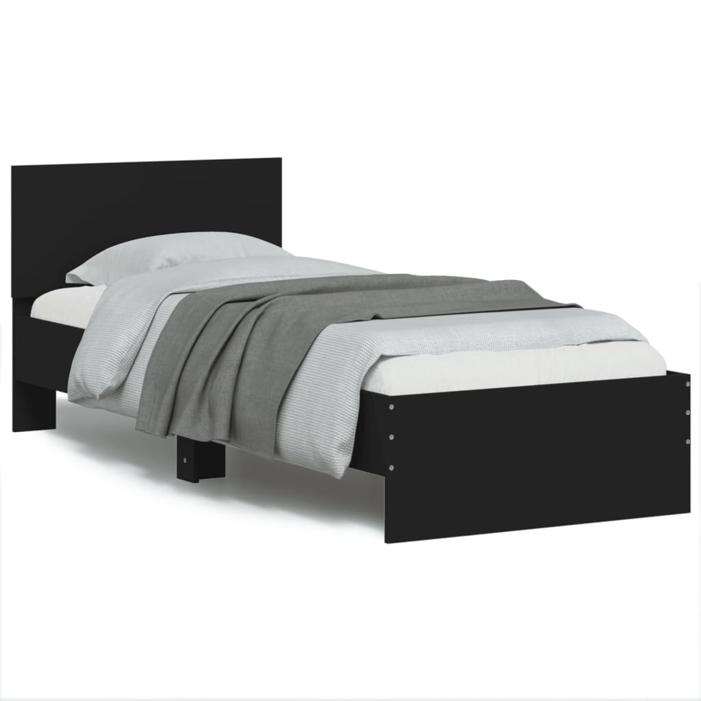Bed Frame without Mattress with LED Lights Black 75x190 cm Small Single