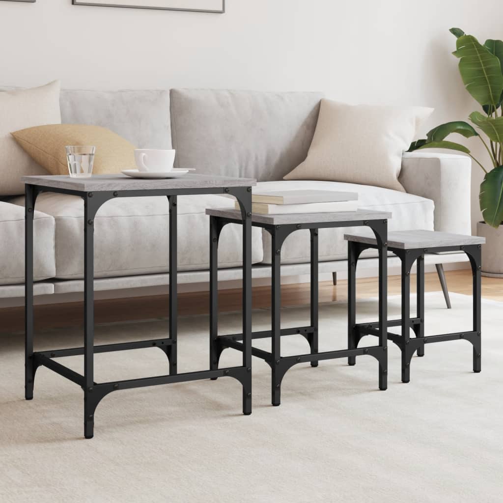 Nesting Coffee Tables 3 pcs Grey Sonoma Engineered Wood