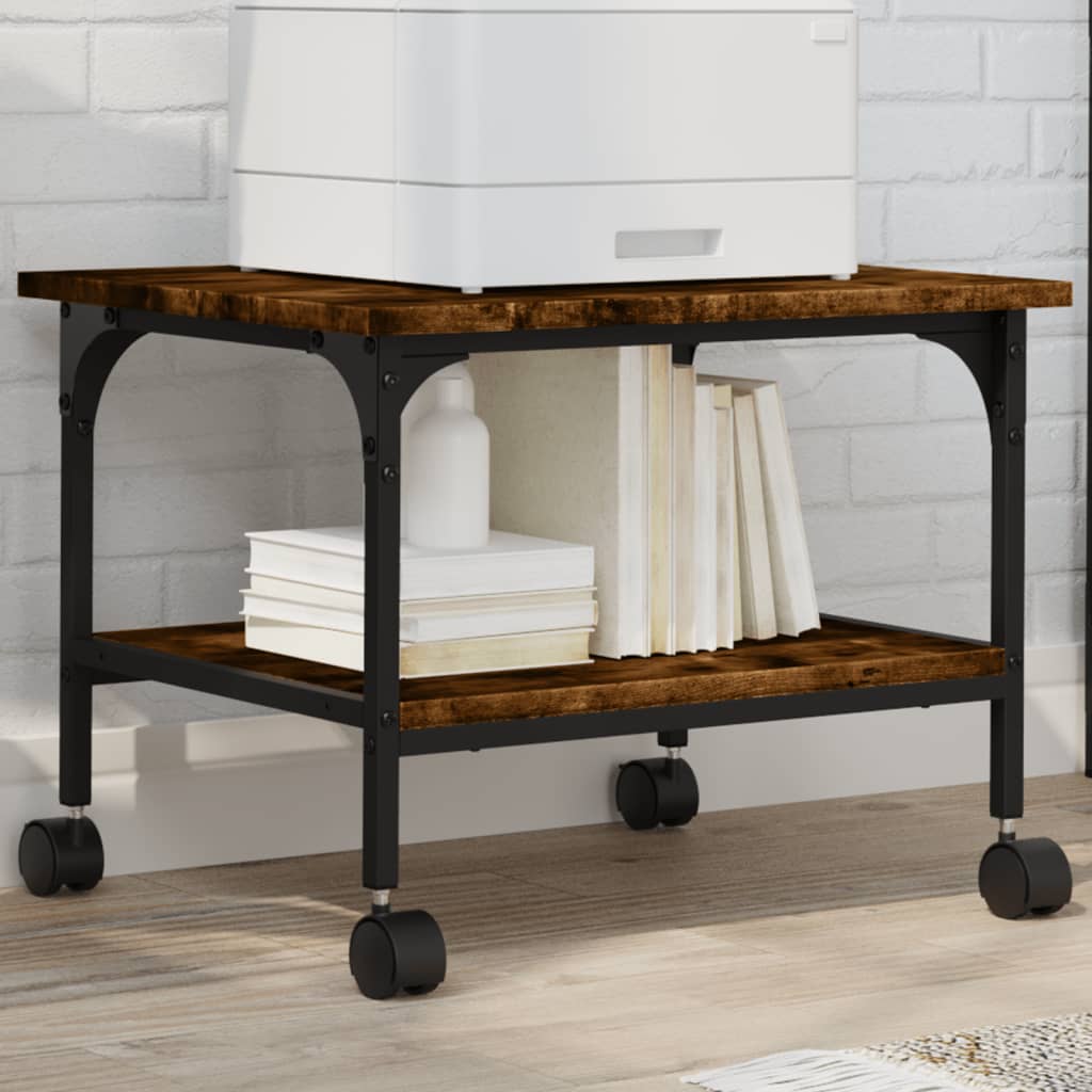 Printer Stand 2-Tier Smoked Oak 50x40x38 cm Engineered Wood