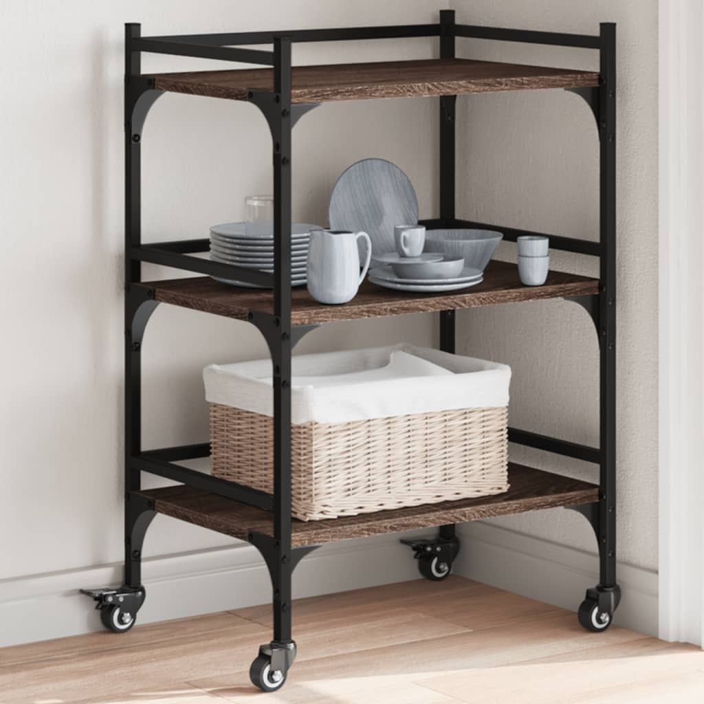 Kitchen Trolley Brown Oak 50x35x75.5 cm Engineered Wood