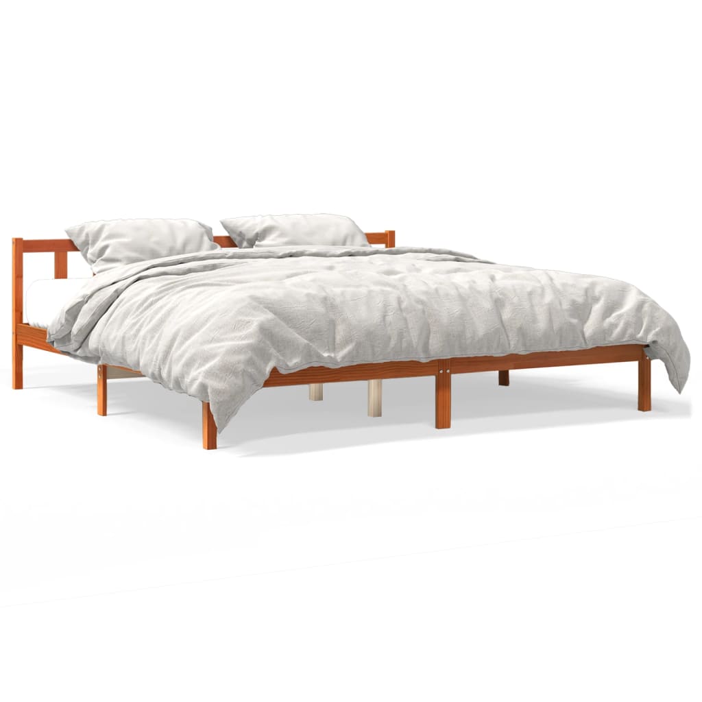 Bed Frame without Mattress Wax Brown 180x200 cm Super King Solid Wood Pine