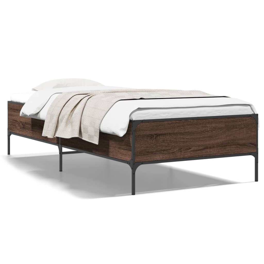 Bed Frame without Mattress Brown Oak 100x200 cm