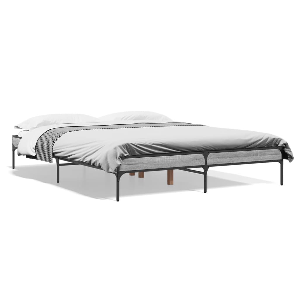 Bed Frame without Mattress Grey Sonoma 160x200 cm