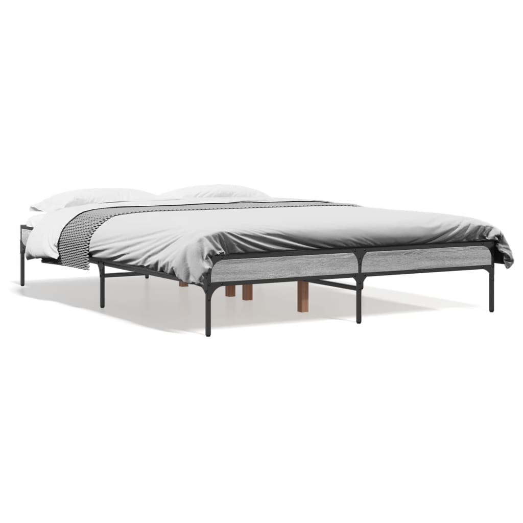 Bed Frame without Mattress Grey Sonoma 140x190 cm