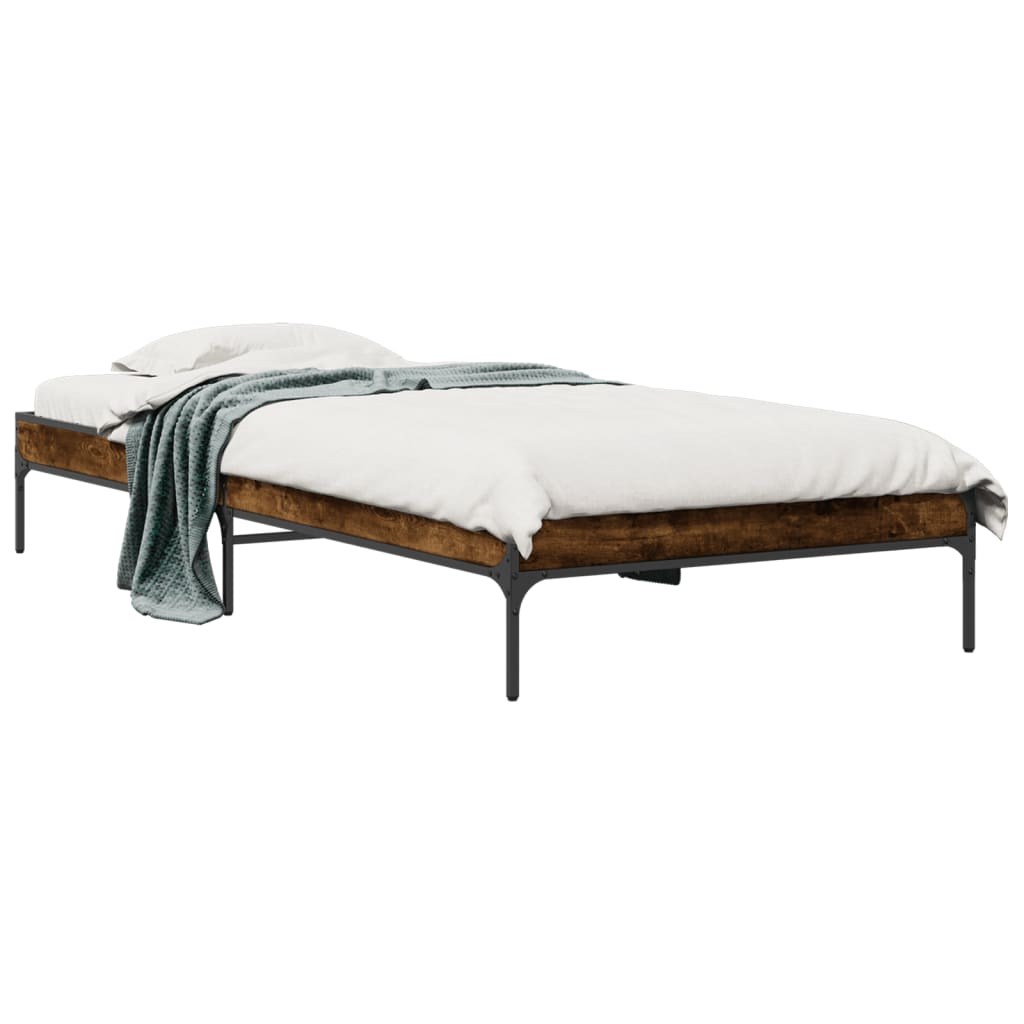 Bed Frame without Mattress Smoked Oak 75x190 cm Small Single