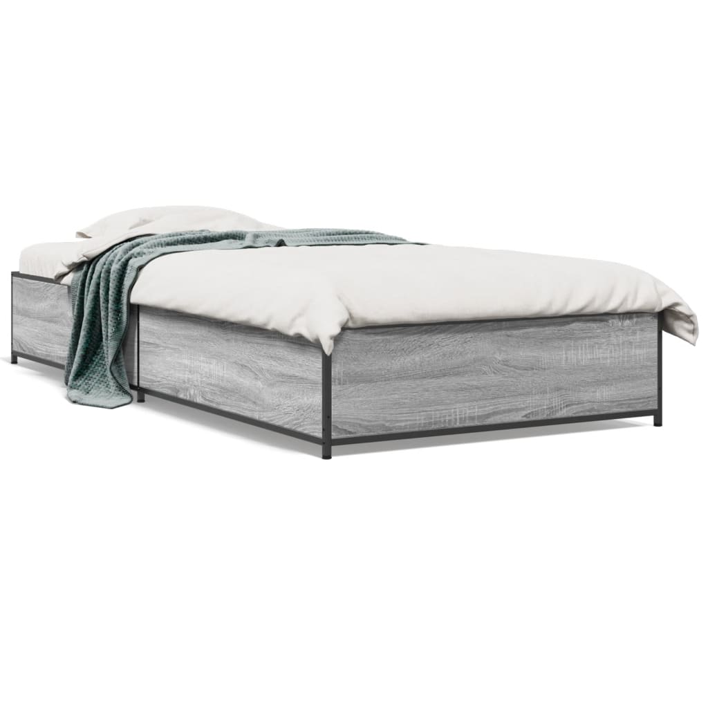 Bed Frame without Mattress Grey Sonoma 75x190 cm Small Single