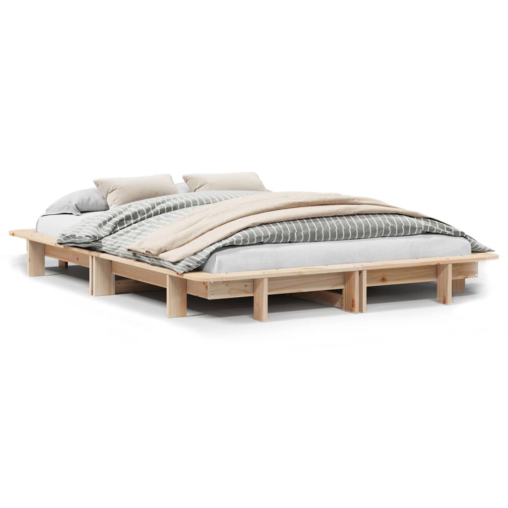 Bed Frame without Mattress 150x200 cm King Size Solid Wood Pine