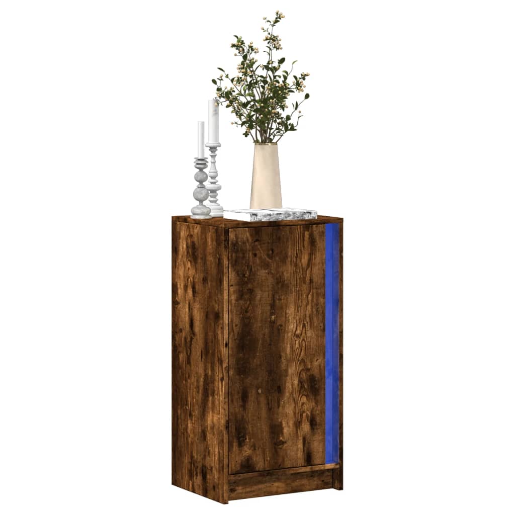 Sideboard with LED Smoked Oak 42.5x34x85 cm Engineered Wood