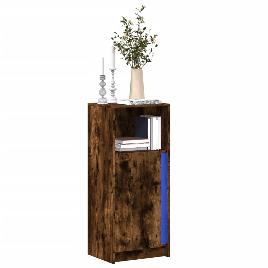 Sideboard with LED Smoked Oak 42.5x34x100 cm Engineered Wood