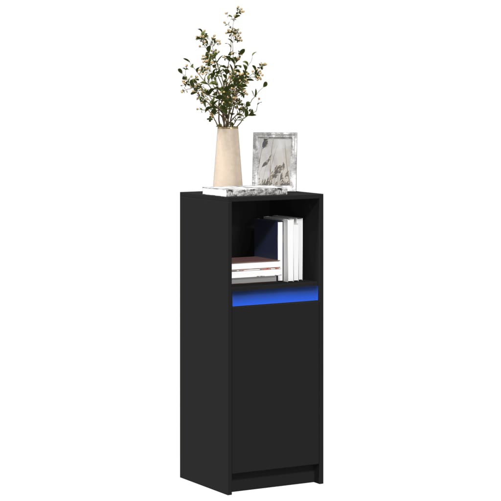 Sideboard with LED Black 38x34x100 cm Engineered Wood