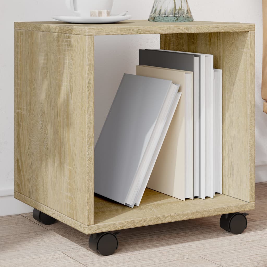 vidaXL Rolling Cabinet Sonoma Oak 37x33x42.5 cm Engineered Wood