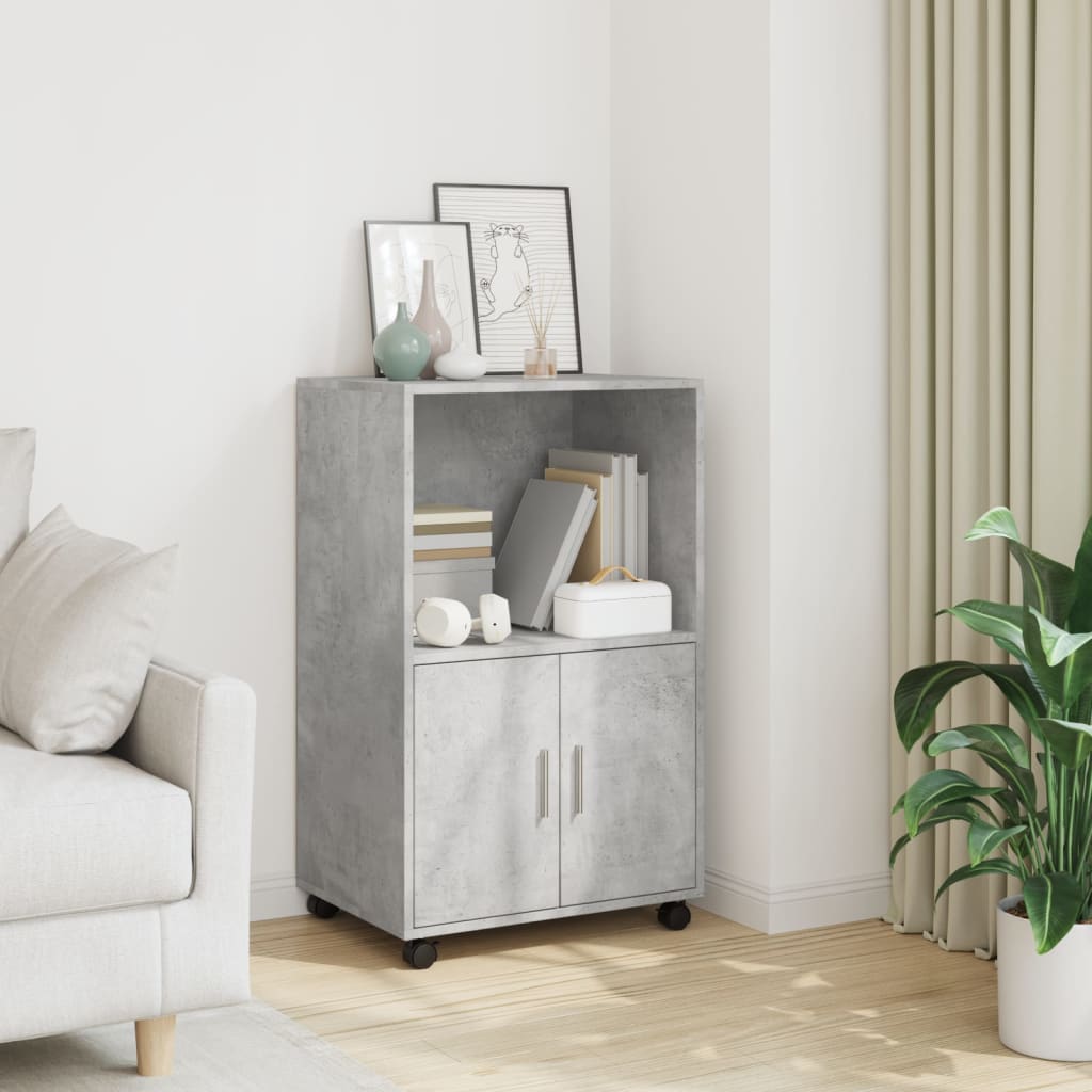 Rolling Cabinet Concrete Grey 55x40x91 cm Engineered Wood