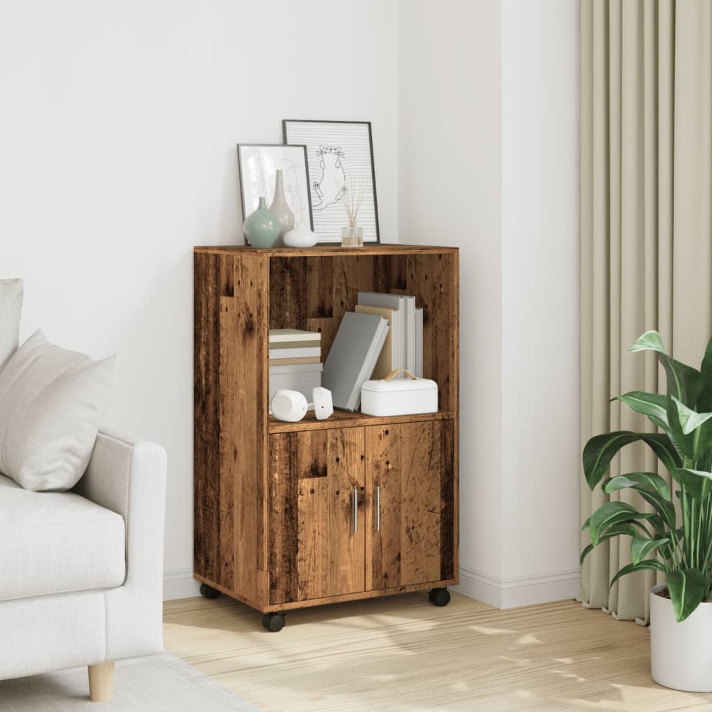 Rolling Cabinet Old Wood 55x40x91 cm Engineered Wood